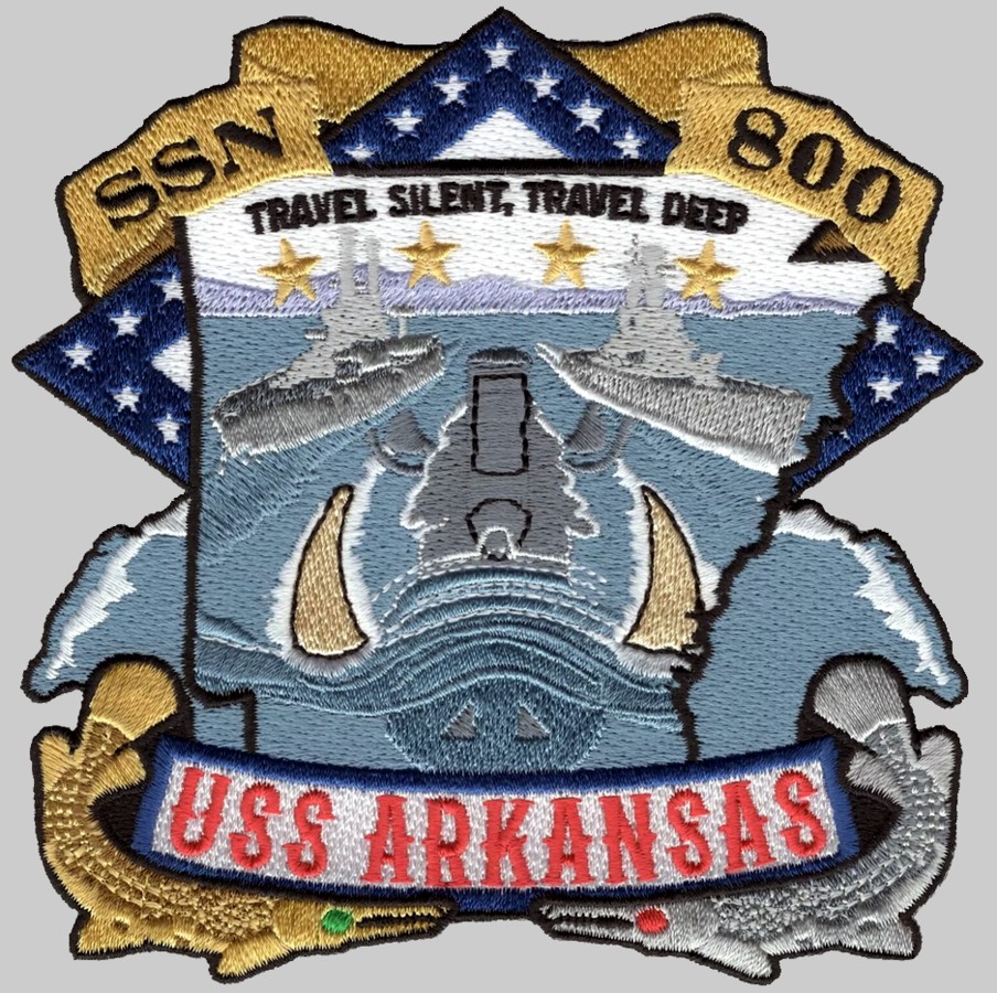 ssn-800 uss arkansas insignia crest patch badge virginia class attack submarine us navy 02pa